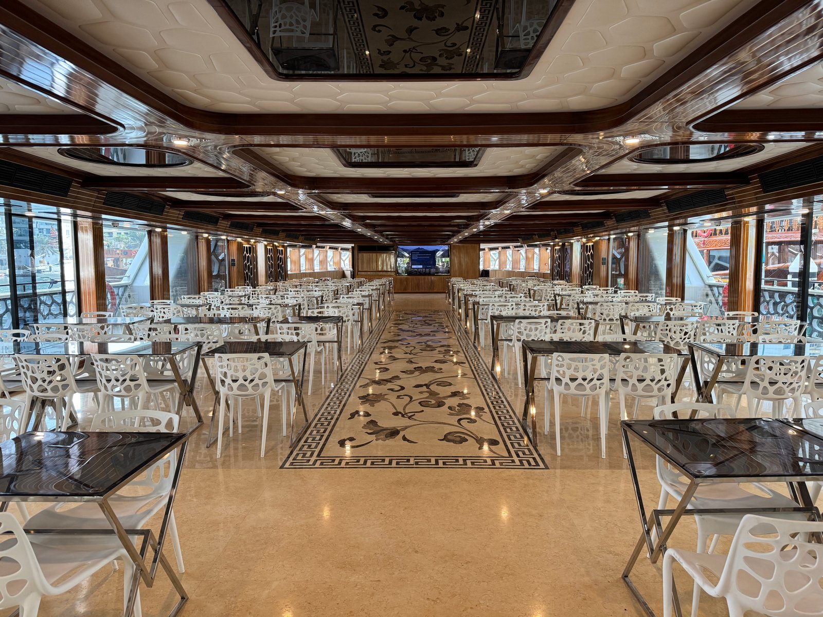 Dining setup on deck